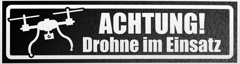 Kiwistar Achtung Drohne im Einsatz invertiert Magnetschild Schild magnetisch - 20cm Schwarz - reflektierend - Magnetfolie für Auto PKW Kfz