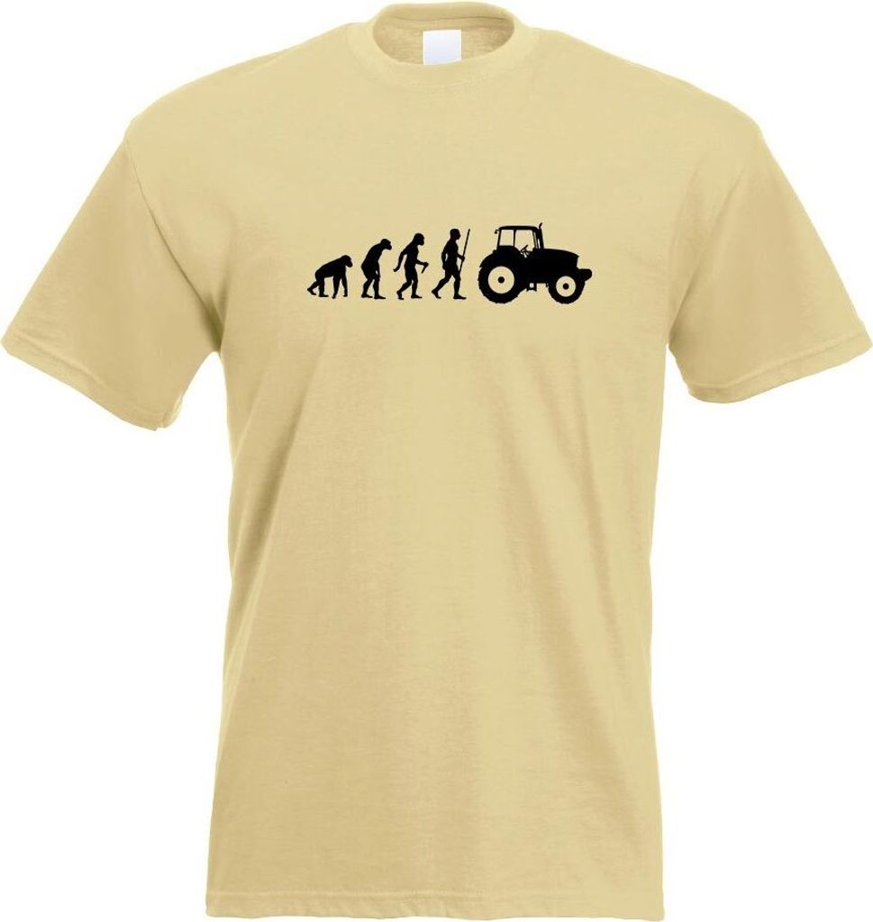 Kiwistar - T-Shirt - Khaki - Landwirt Traktor Evolution Motiv Bedruckt Funshirt Design Print - mit Motiv Bedruckt - Funshirt Design - Sport - Freiz...
