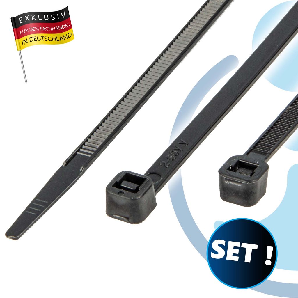 Kabelbinder schwarz 4,8 x 300 mm 100 Stück Kabelstraps - Industri
