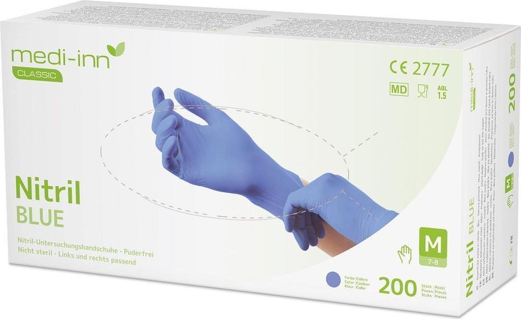 2000 Medi-Inn Nitrilhandschuhe Blue 200 - puderfrei - Gr. M - Einmalhandschuhe