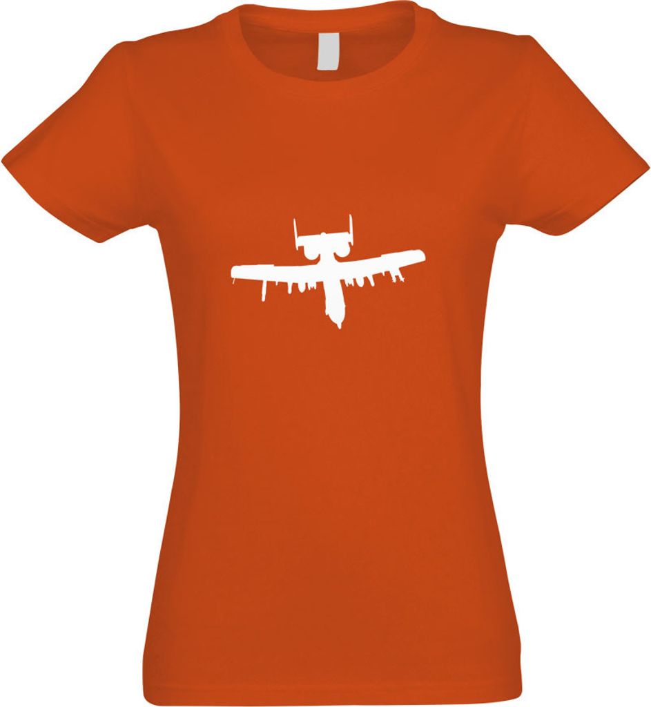 Kiwistar - T-Shirt tailliert - Damen - orange - Drohnen Militäreinsatz Flugzeug - mit Motiv Bedruckt - Funshirt Design - Sport - Freizeit - Damen ...