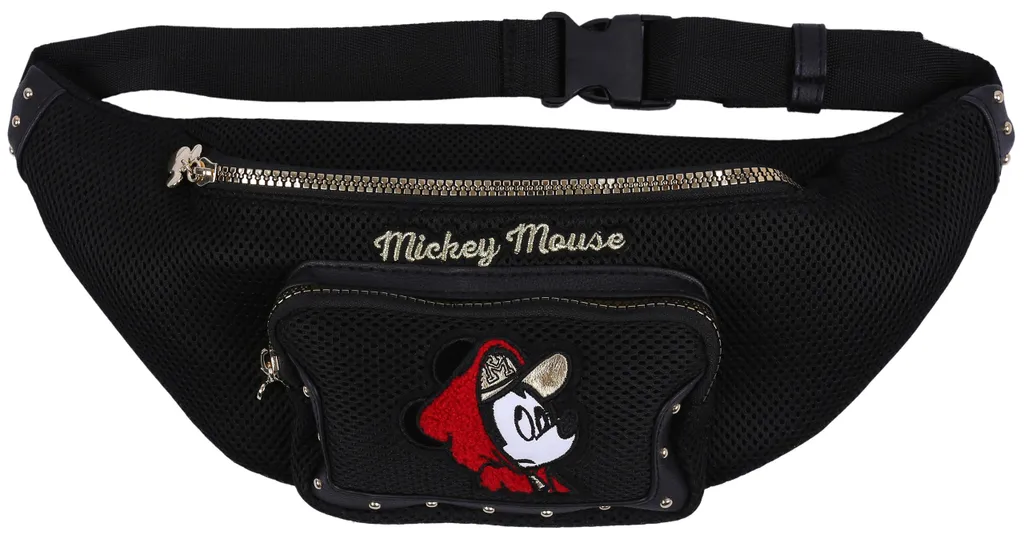 Schwarze Gürtel-/Unterarmtasche Mickey Maus