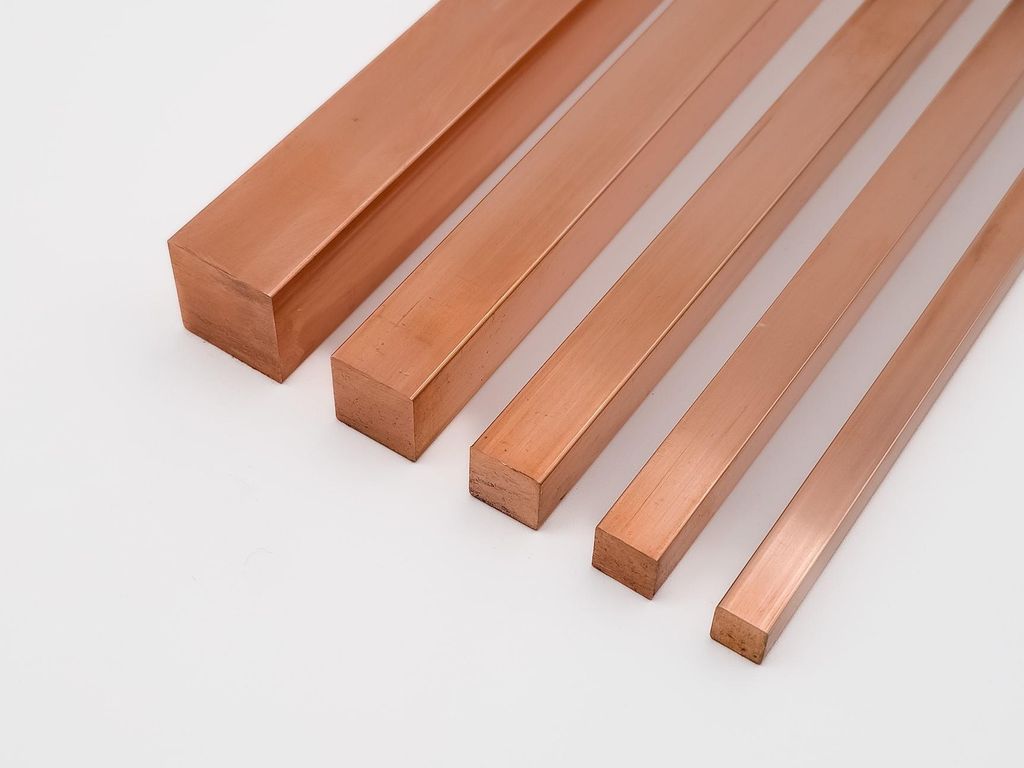Barre quadrate in rame Cu99,9, qualità CW004A (rame Immagine del prodotto 