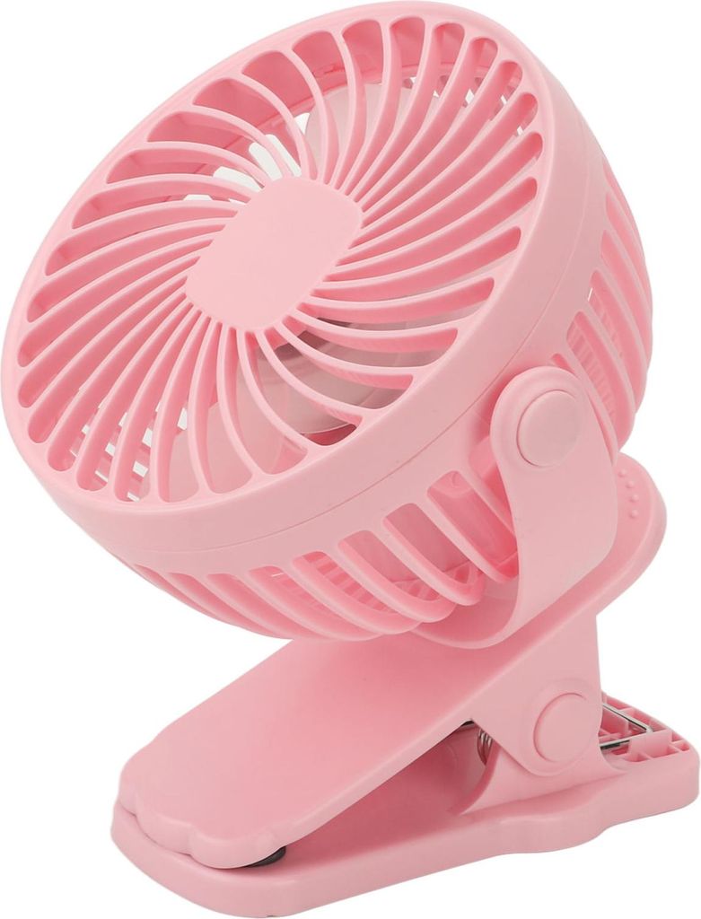 Clip On Fan ABS 720 Grad 3 Gänge Geräuschlos USB Batteriebetriebener Mini-Ventilator für Desktop Büro Wohnheim Rosa