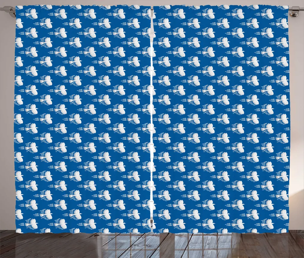 Grand Rideau Universel pour Salon Design Nuages Bleu Cobalt 280x225cm
