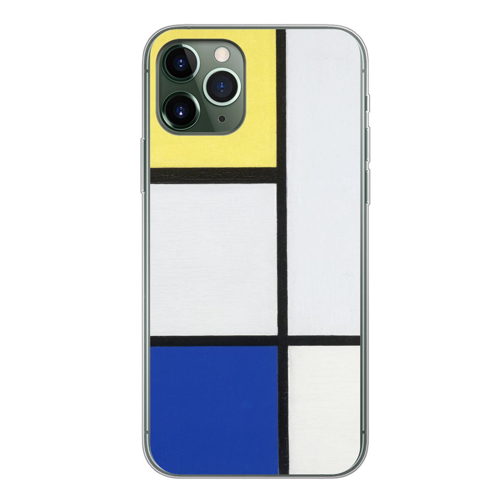 MuchoWow Handyhülle Schutzhülle Hülle für iPhone 11 Pro Komposition mit Gelb, Blau und Schwarz - Piet Mondrian Silikon Softcase Handy Hülle ...