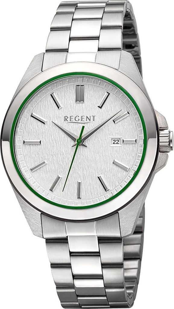 Regent Metall Herren Uhr Armbanduhr Quarz silber Metallarmband D2URBA814