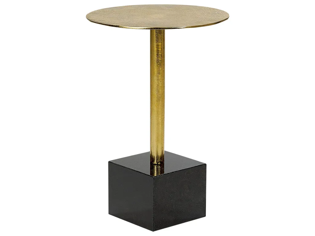 Table d'appoint ronde BELIANI métal or et marbre noir ⌀ 30 cm Chic