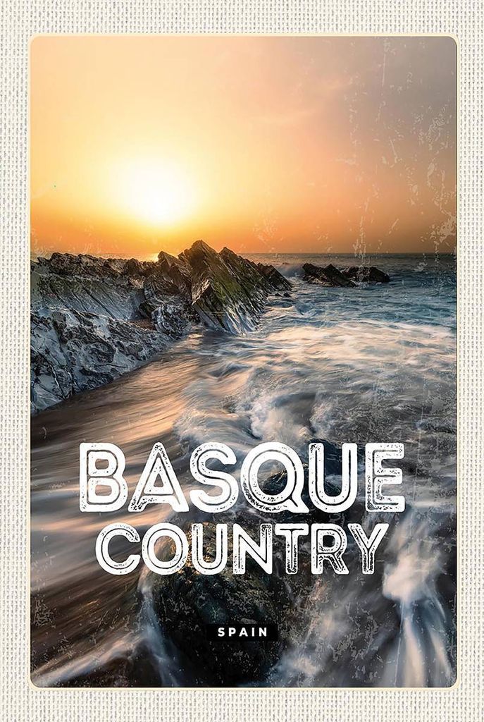 vianmo Holzschild 18x12 cm Basque Country Spain Baskenland Bildmotiv Reisemotiv Abenteuer Reisen