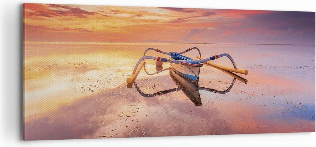 Bild auf Leinwand - Leinwandbild - Einteilig - £ódŸ Westen Die Sonne - 100x40cm - Wand Bild - Wanddeko - Wandbilder - Leinwanddruck - Bilder - W...