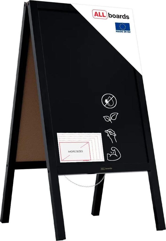 ALLboards Lavagna Nera da Gesso con Cavalletto bifacciale Immagine del prodotto 