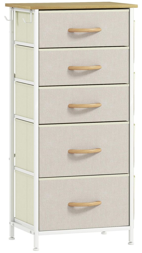 Schlafzimmer-Kommode mit 5 Stoffschubladen, Stahlstreben, Produktbild 