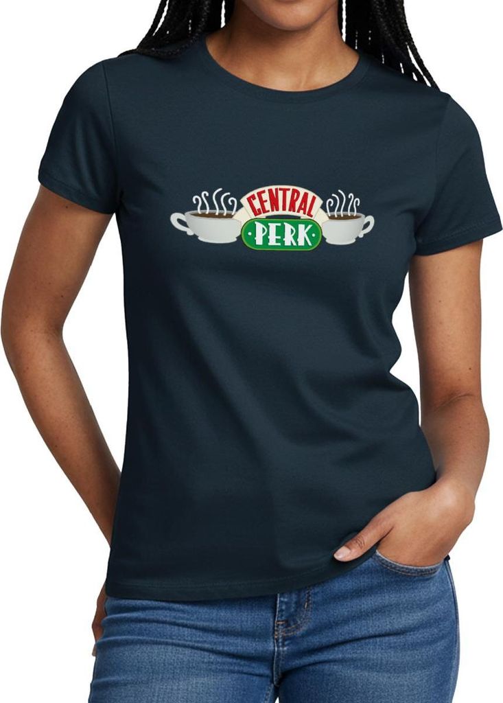 Spreadshirt Friends Central Perk Frauen T-Shirt, L, Navy