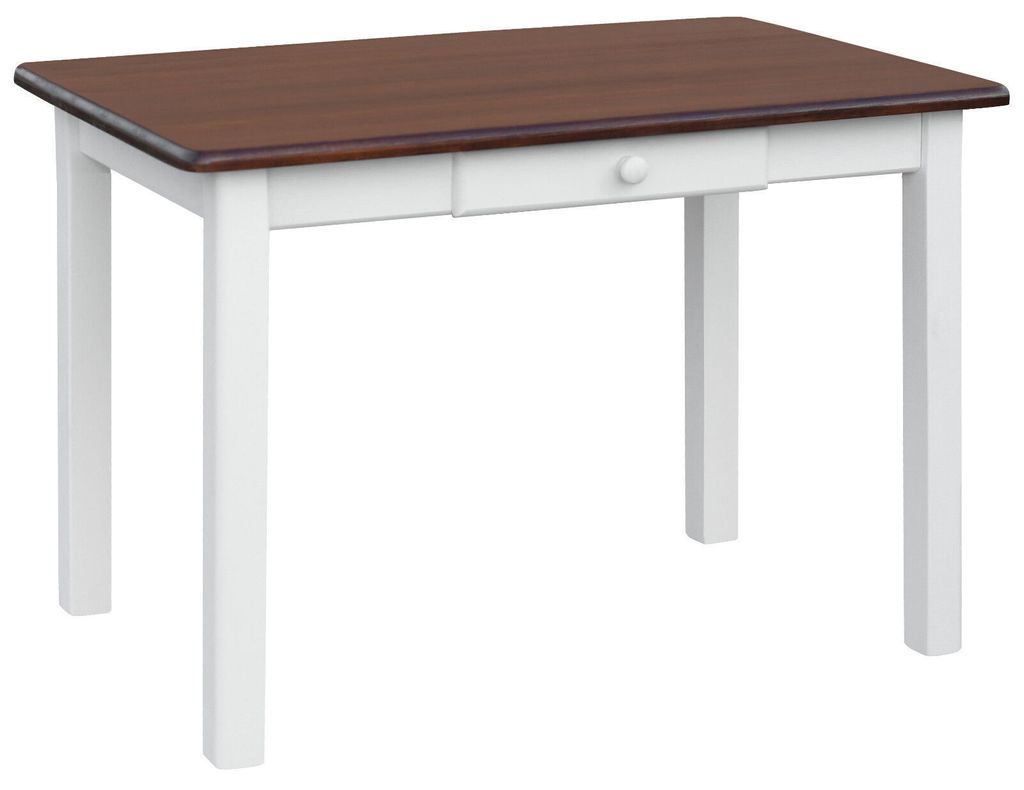 Weißer Tisch mit Schublade aus massivem Kiefernholz mit Produktbild 