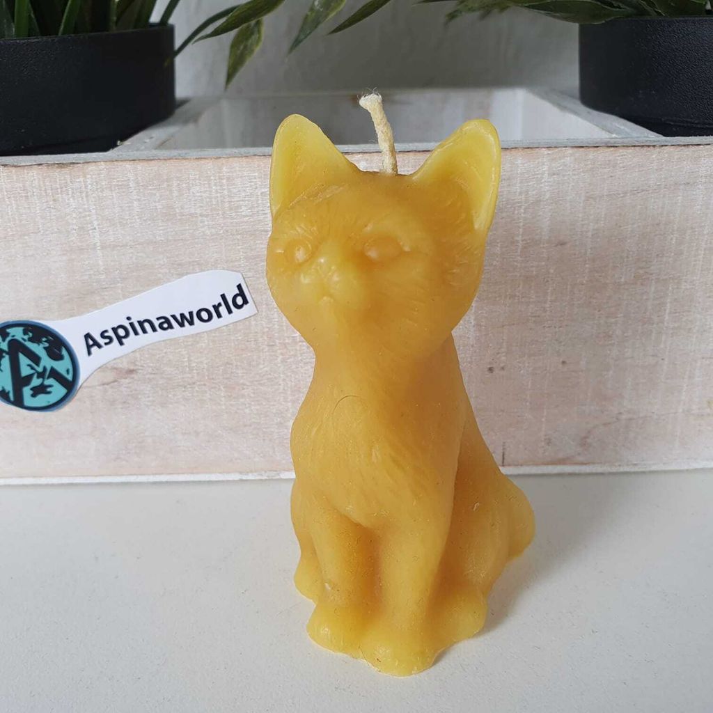 Bienenwachskerze - Drei Katzen übereinander 8cm - 100% Reines Bienenwachs Handgemacht - Naturkerze Mit Honigduft
