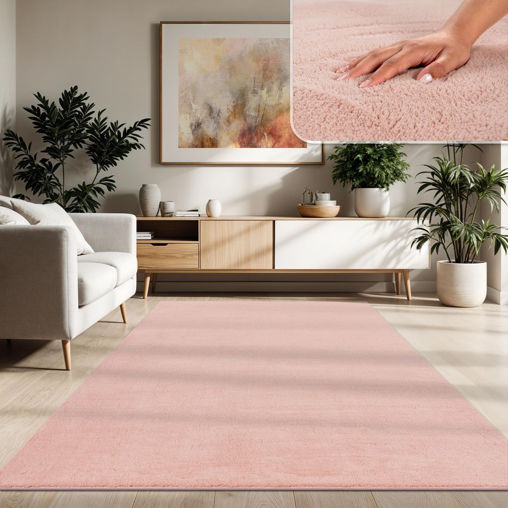 Moderner Wohnzimmer Teppich Kurzflor Waschbar Weich Felloptik Anti-Rutsch Grösse 300x400 cm