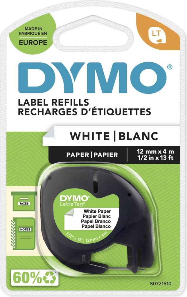 Dymo LetraTAG - papier - czarny na białym - rolka (1,2 cm x Zdjęcie produktu 