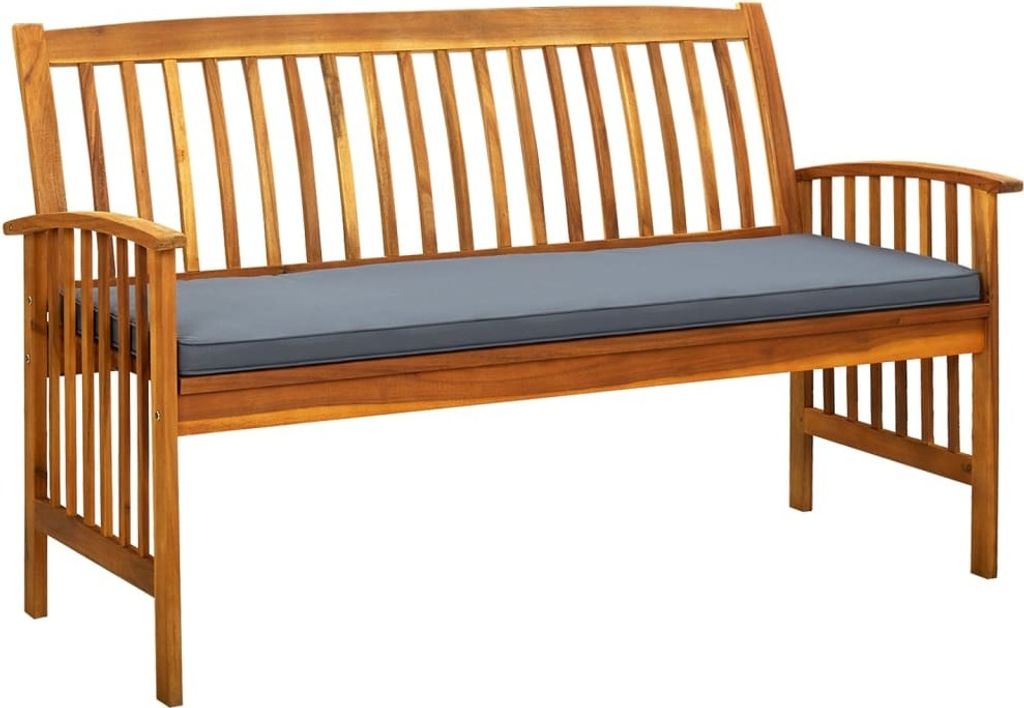 The Living Store Gartenbank mit Kissen 147 cm Massivholz Akazie