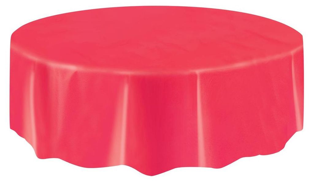Runde rote Plastik-Tischdecke, abwaschbar, ca. 213 cm Produktbild 