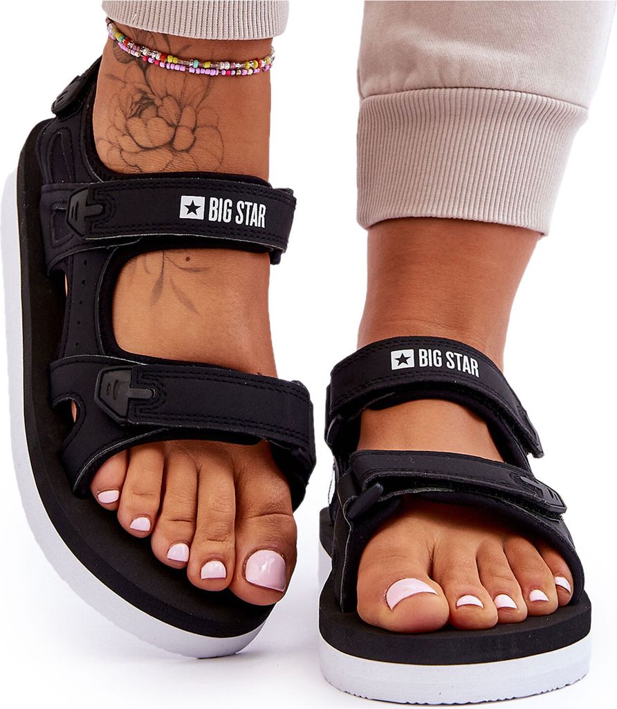Damen-Sport-Plateau-Sandalen Big Star LL274789 Schwarz 38
