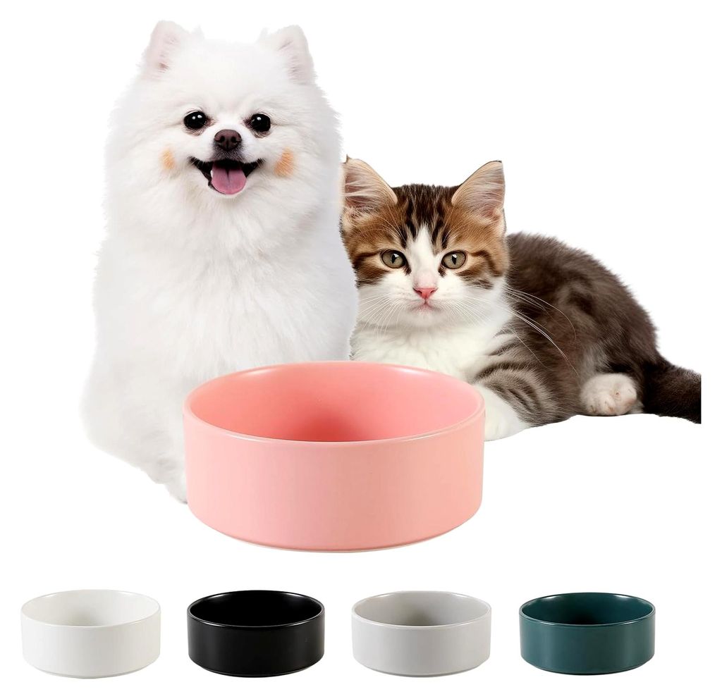 Keramischer Hundenapf - Rutschfester Futternapf für kleine Hunde und Katzen - 13 cm - 140 g / 320 ml - Rosa