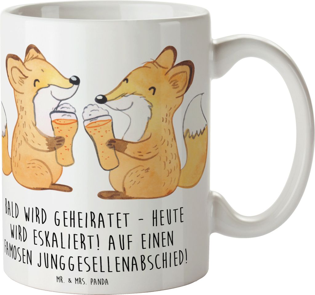 Mr. & Mrs. Panda cappuccinotasse Junggesellenabschied Eskalation - Weiß - Geschenk, Kaffeetasse, Vorfreude Eheleben, Abenteuerlust, Highlight, Hoc...