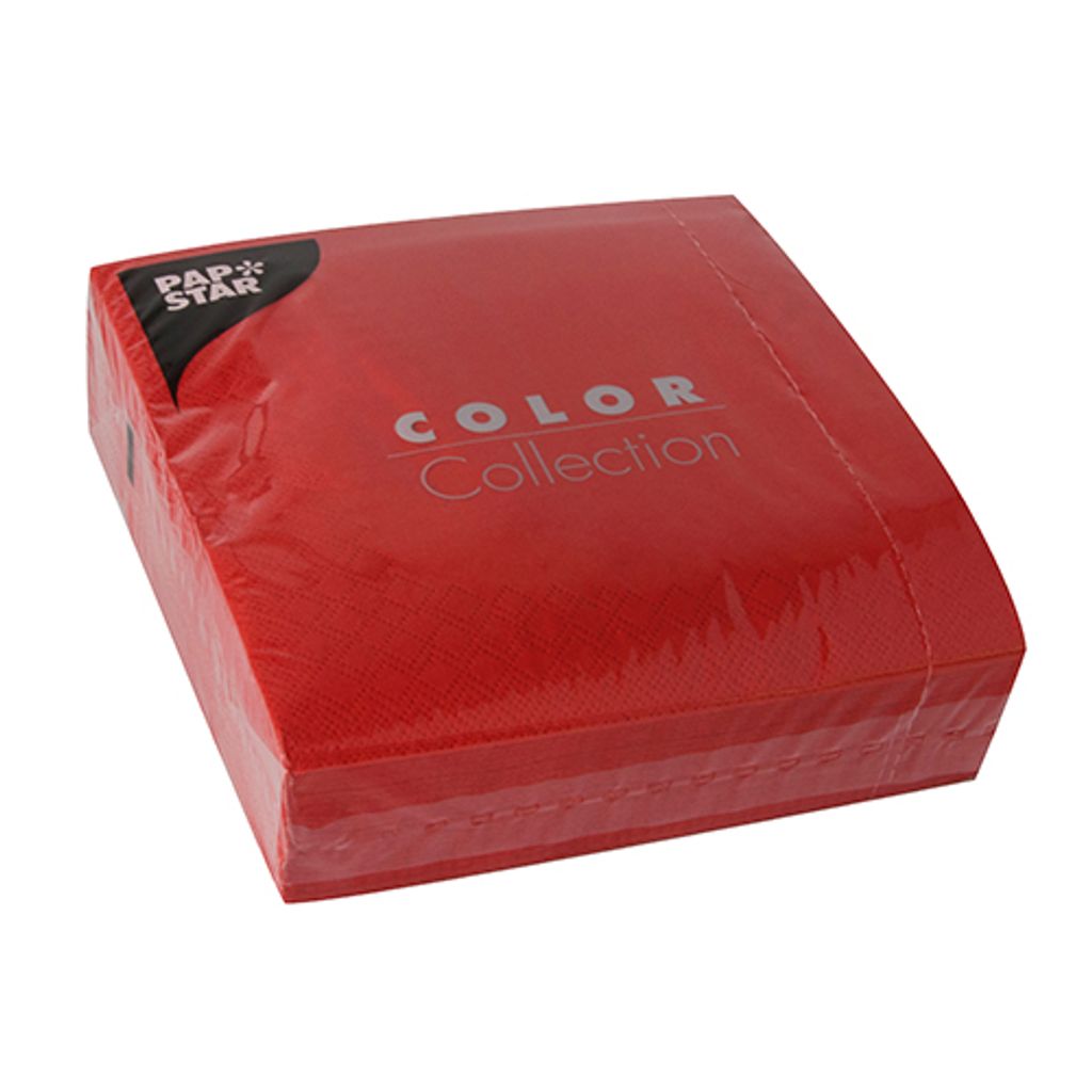 PAPSTAR 50 Servietten, 3-lagig 1/4-Falz 33 cm x 33 cm rot | Produktbild 