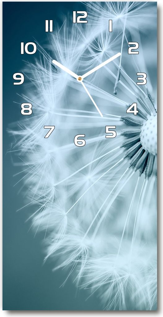 Wanduhr aus Glas – 30x60 cm - Glasbild - Glasuhr - Gehärtetes Glas -Löwenzahn