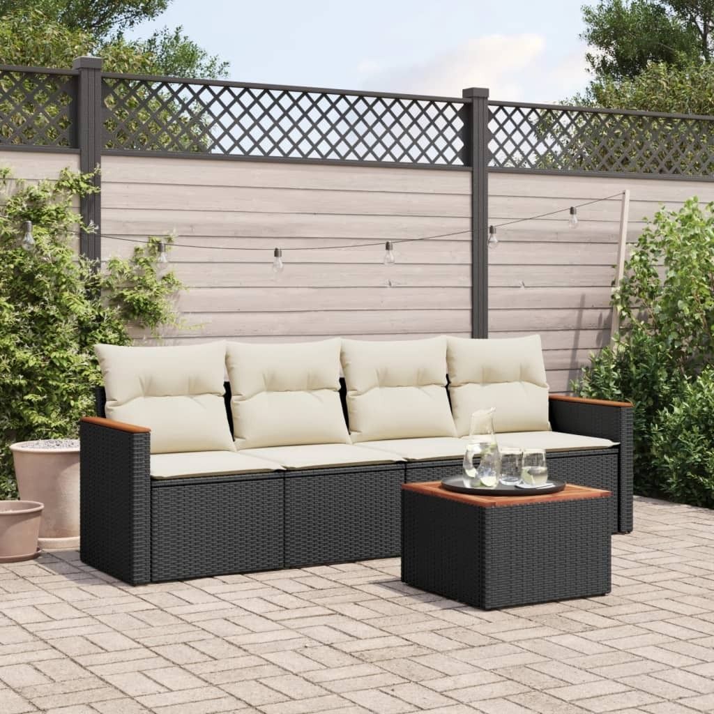 Maison Exclusive - 5-tlg. Garten-Sofagarnitur mit Kissen Schwarz Poly Rattan