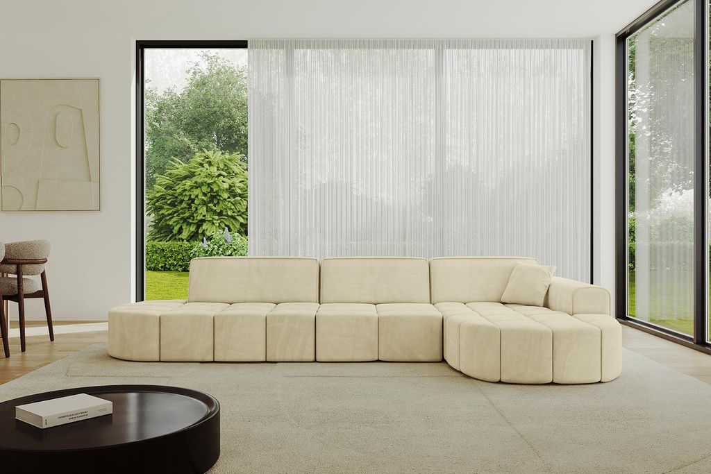 ALTDECOR Ecksofa in L-Form Livo-L2 - 337x173x79,5 Beige - Corner Sofa Bett Eckcouch Couch Wohnlandschaft Cauchsofa