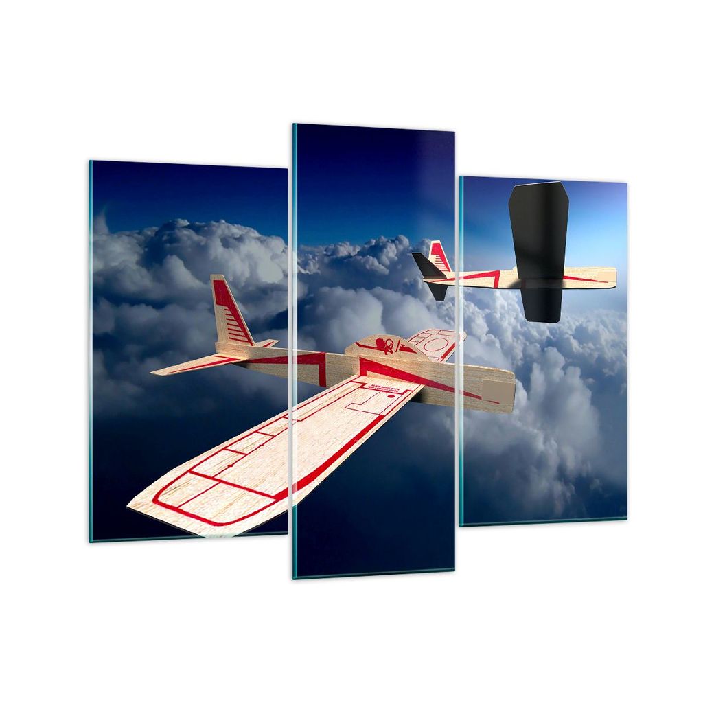 Bilder auf glas - Segelflugzeuge fliegen hoch Modell - 130x100cm - Glasbilder - Wandbilder - Kunstdruck - Wanddekoration aus Glas - Glas Bilder - W...
