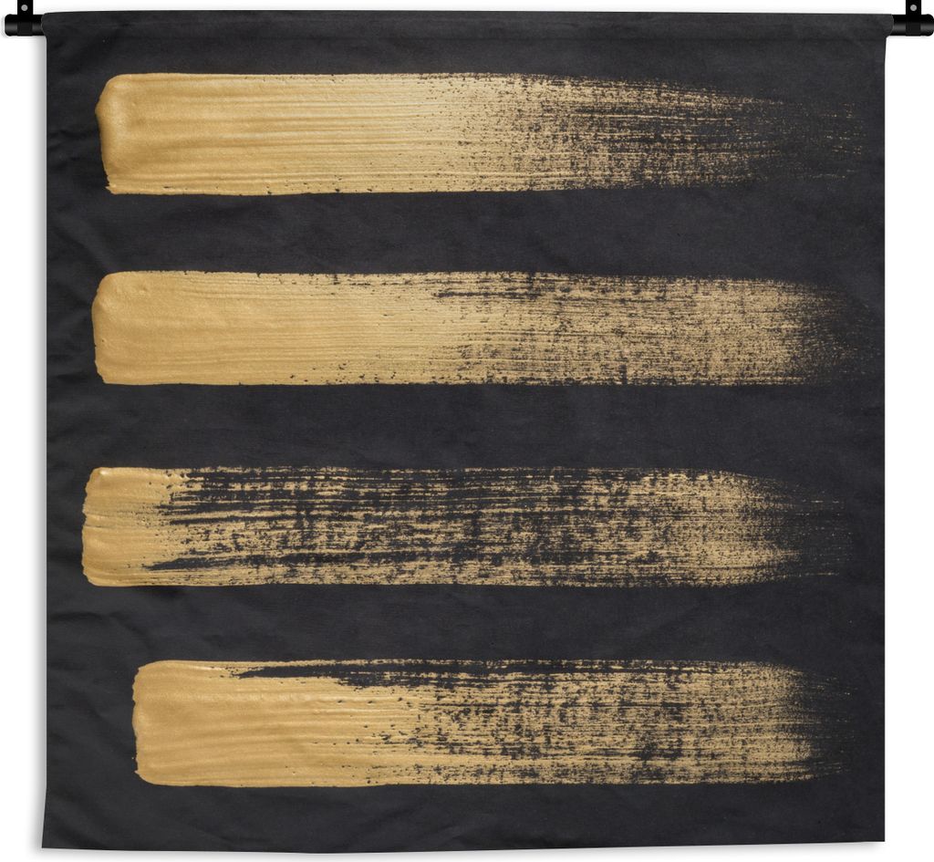 MuchoWow Wandteppich Wandbehang Muster aus goldener Farbe auf schwarzem Hintergrund 60x60 cm Tapisserie Dekoration Wandtuch - Dekorationen - Wand...