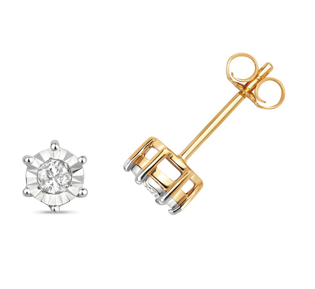 9 Karat (375) Gold Damen - Diamant Paar Ohrstecker Brillant-Schliff 0.21 Karat H - PK2; TRS314099KY