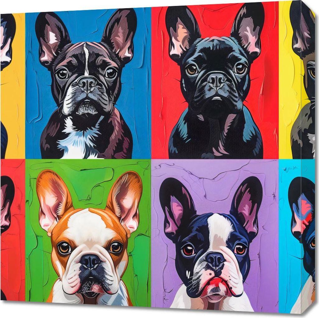 Bild 60x60cm Französische Bulldoggen