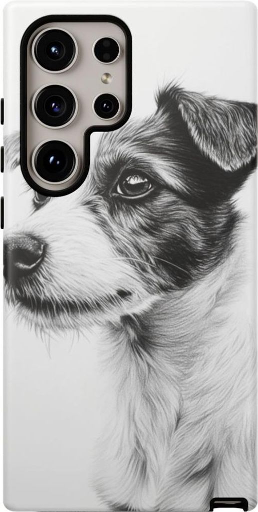 Charcoal- und Graphit-Hundeporträt – Hülle Kompatibel mit Galaxy S24 Ultra
