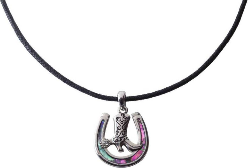 Western Kette mit Cowboystiefel auf Hufeisen mit Muschelimitat