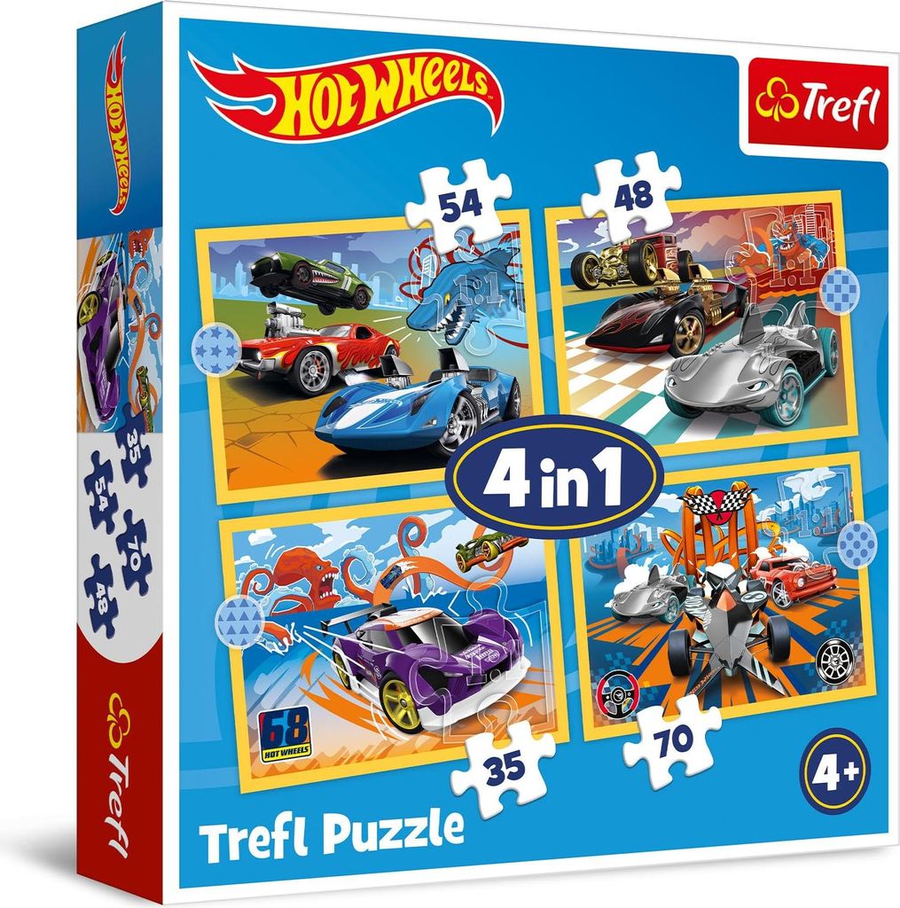 TREFL 4 v 1 PUZZLE HotWheels Vehicles 34627 Obrázek produktu 