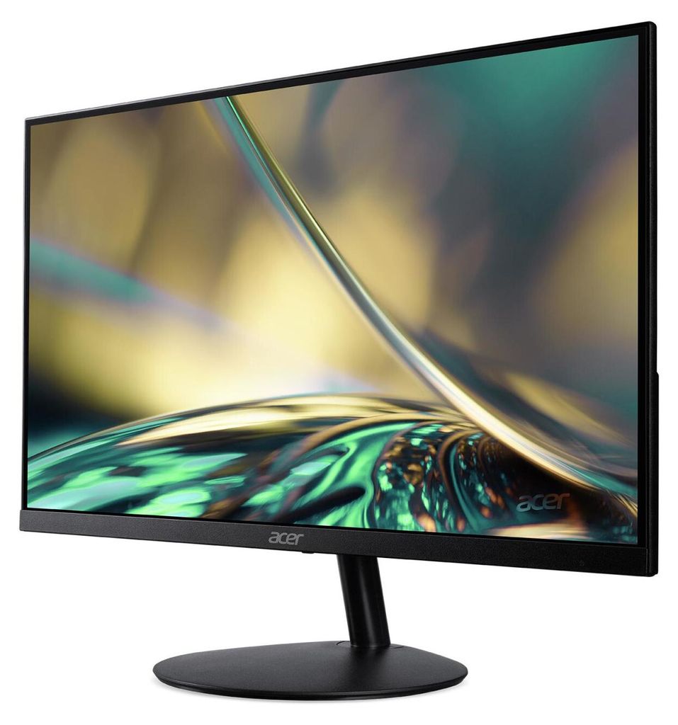 A black Acer monitor is shown from a side angle on a light gray background.