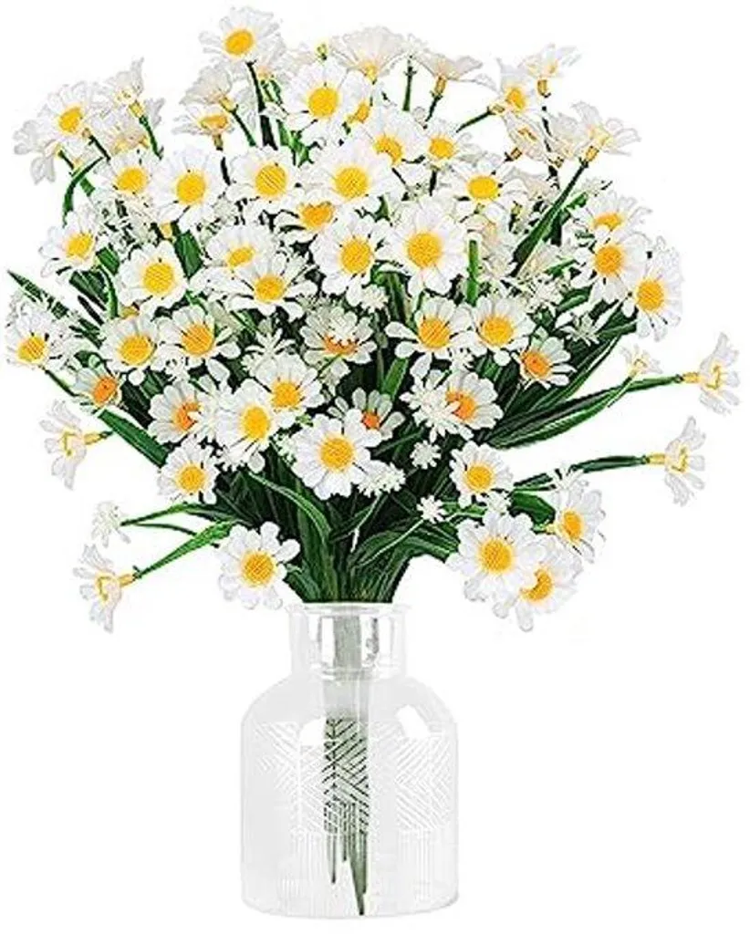 Décoration de mariage ou maison : lot de 5 fleurs artificielles blanches