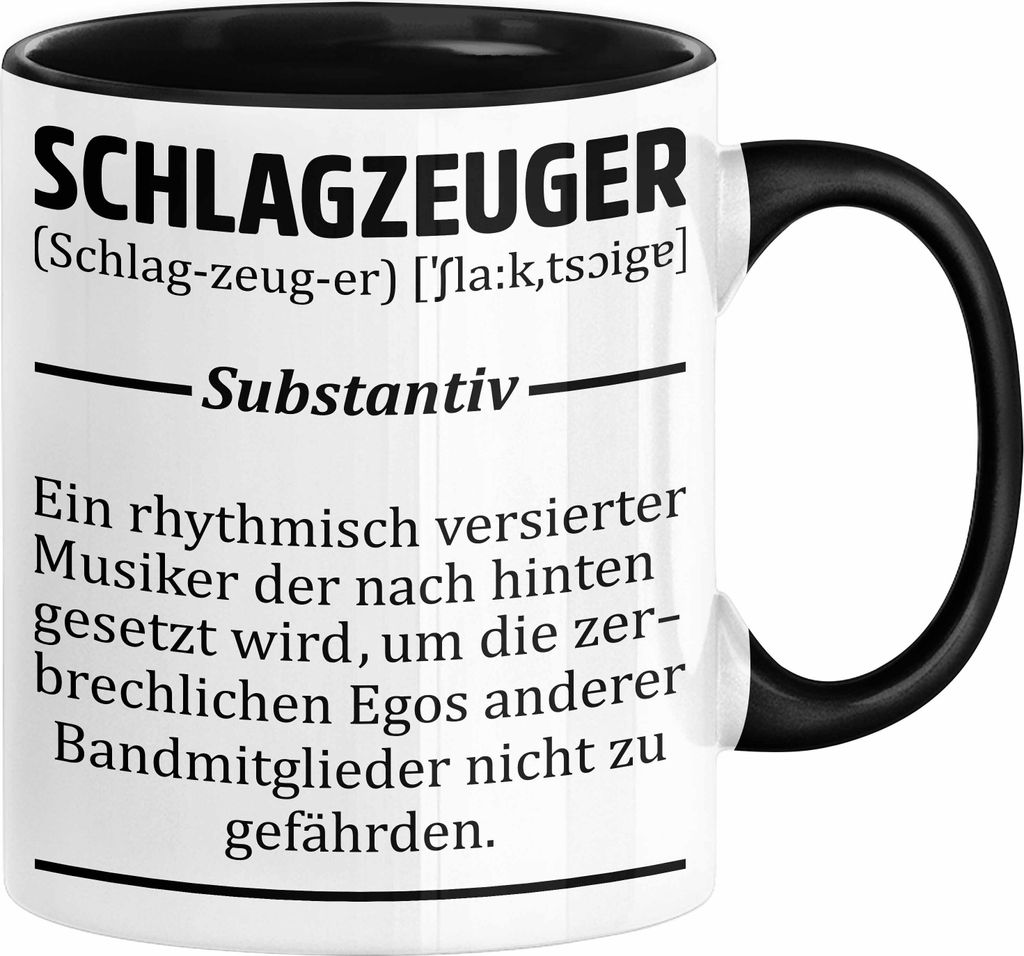 Schlagzeug-Spieler Geschenk Drummer Tasse Geschenkidee Spruch Schlagzeuger Definition Schlagzeuger (Schwarz)