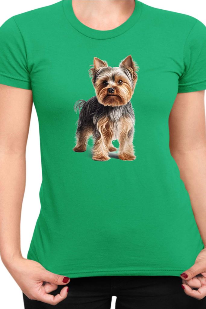 Damen T-Shirt Dogs Breeds Yorkshire Terrier Dog Breed 005, Lady XL / Grün