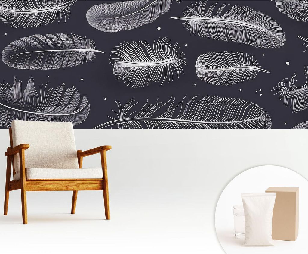 Fototapete - 250x104 cm - Tapete - Wandtapete - Wandbilder - Dekofolie - Tapete Folie - Wand - Dekoration - Wohnzimmer - Feine Federn