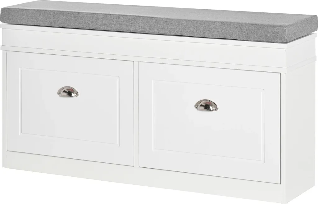 Banc à chaussures pour couloir et entrée avec rangement pratique blanc