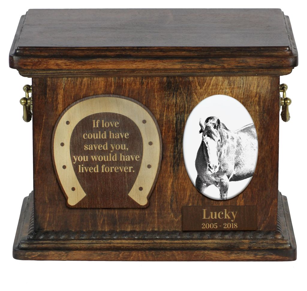 Clydesdale - Eine Urne für die Asche eines Pferdes, eine Urne für ein Pferd mit Foto, personalisierte Tierasche-Box von Art-Dog.