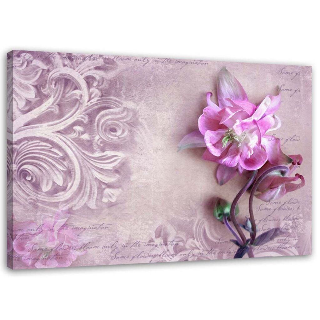 Leinwandbild blumen- und pflanzenmotiv 100x70 cm Feeby rosa wandbild bereit zum aufhängen