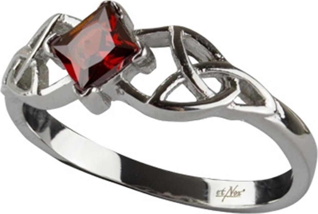 Keltischer Ring Damen: Edelstahl Ring mit rotem Kristall 62 (19.7 mm Ø)