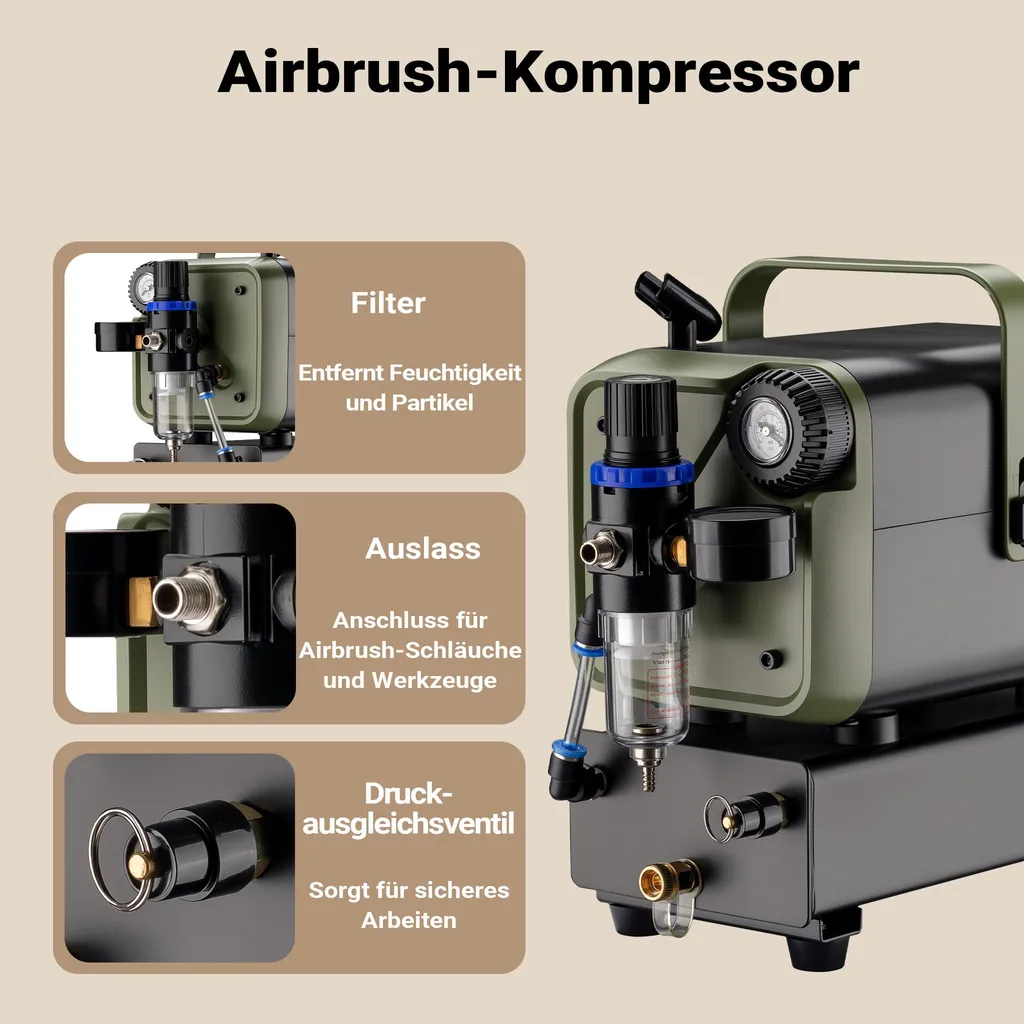 Compresseur design aérographe Wiltec avec manomètre et débit 28 l/min - 5