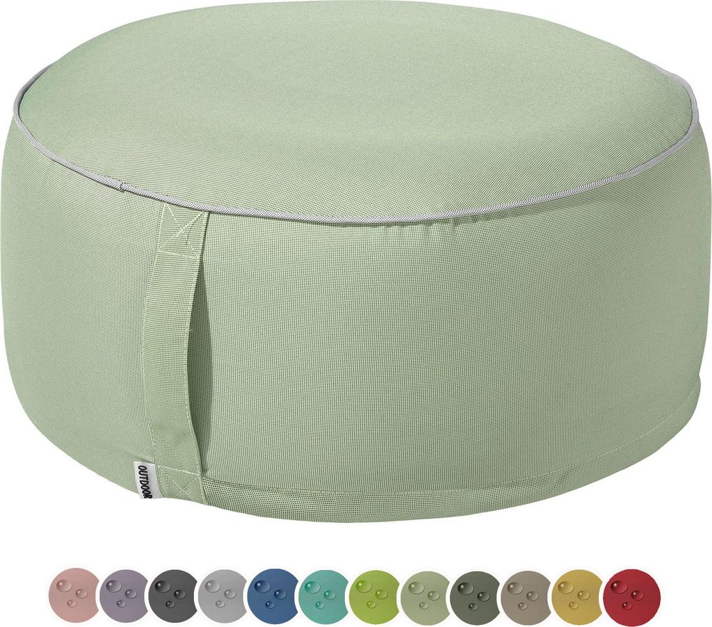 heimtexland Outdoor Pouf Sitzkissen wetterfest Garten Bodenkissen ausblasbar Fußhocker Yoga Lounge Hocker Tisch Party Deko Sitzsack 25x55 Typ551 Mint