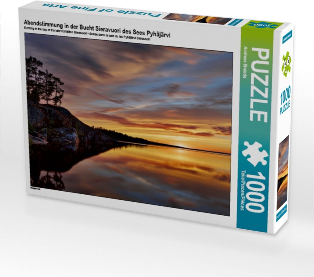 Calvendo Abendstimmung in der Bucht Sieravuori des Sees Pyhäjärvi 1000 Teile Puzzle quer 640x480mm, Bininda Andreas; 7349043