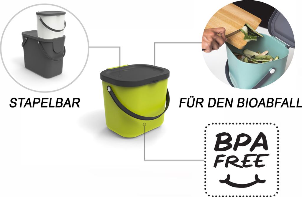 Rotho Mülltrennsystem 6L Albula - Biomülleimer 23,5 x 20,0 Produktbild 3